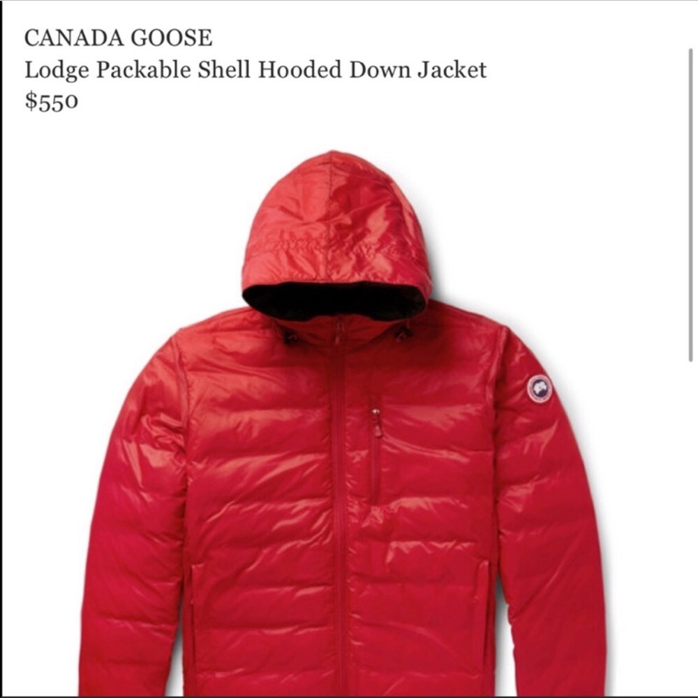 Canada goose lodge packable down jacket red large